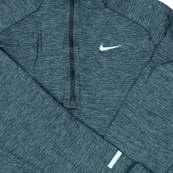 NIKE Dri Fit Pullover Men's XL Charcoal 1/4 Zip Reflective Running Waffle Knit - Picture 4 of 10